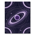 Celestial Violet Ringed Planet Orbit Rug