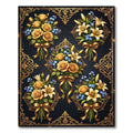 Ornate Golden Rose Lily Floral Bouquet Rug