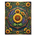 Golden Sunflower Lavender Wheat Art Deco Rug