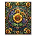 Golden Sunflower Lavender Wheat Art Deco Rug