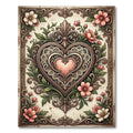 Ornate Pink Heart Floral Scroll Rug