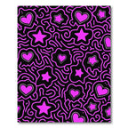 Hot Pink Hearts Stars Doodle Rug