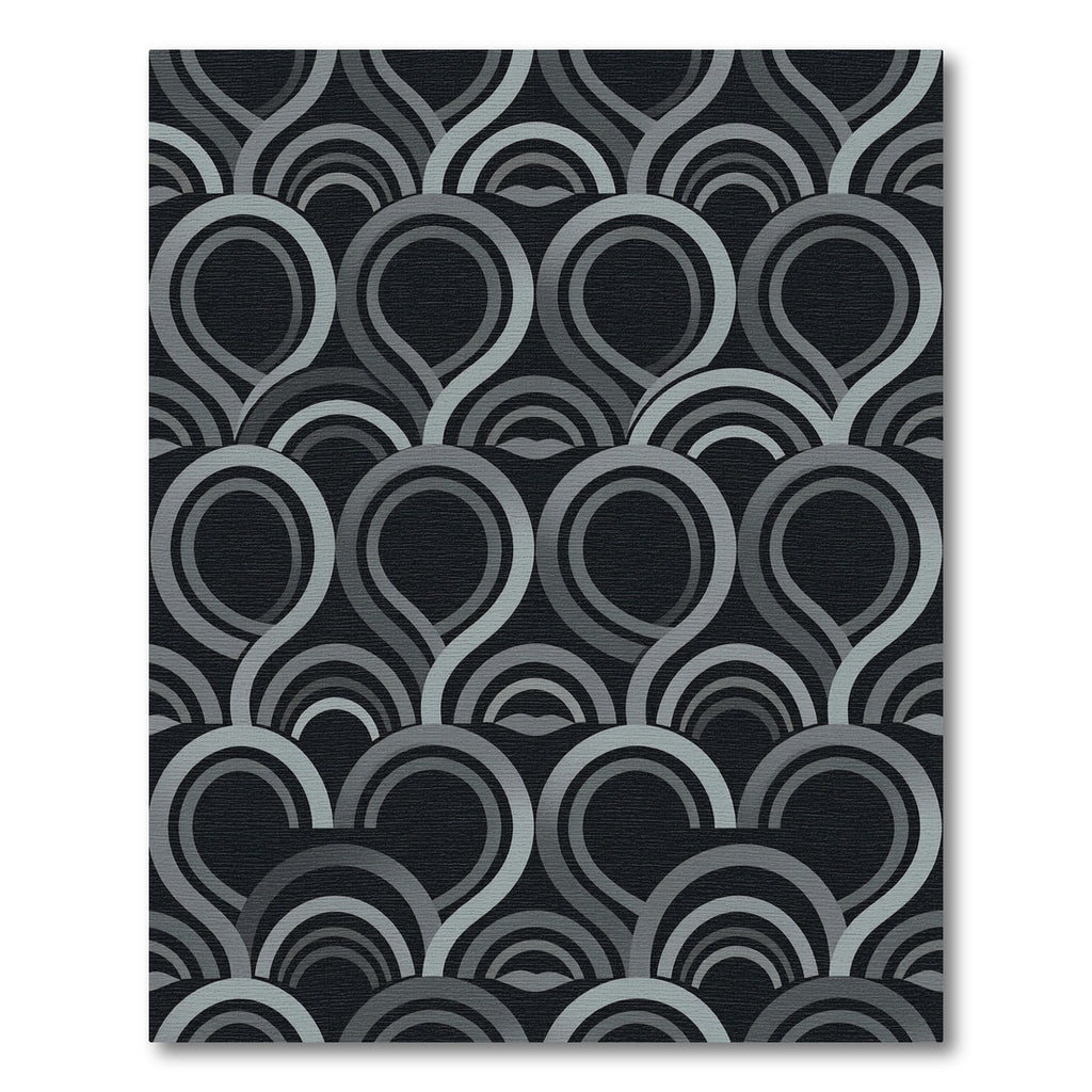 Sophisticated Gray Geometric Teardrop Arch Rug
