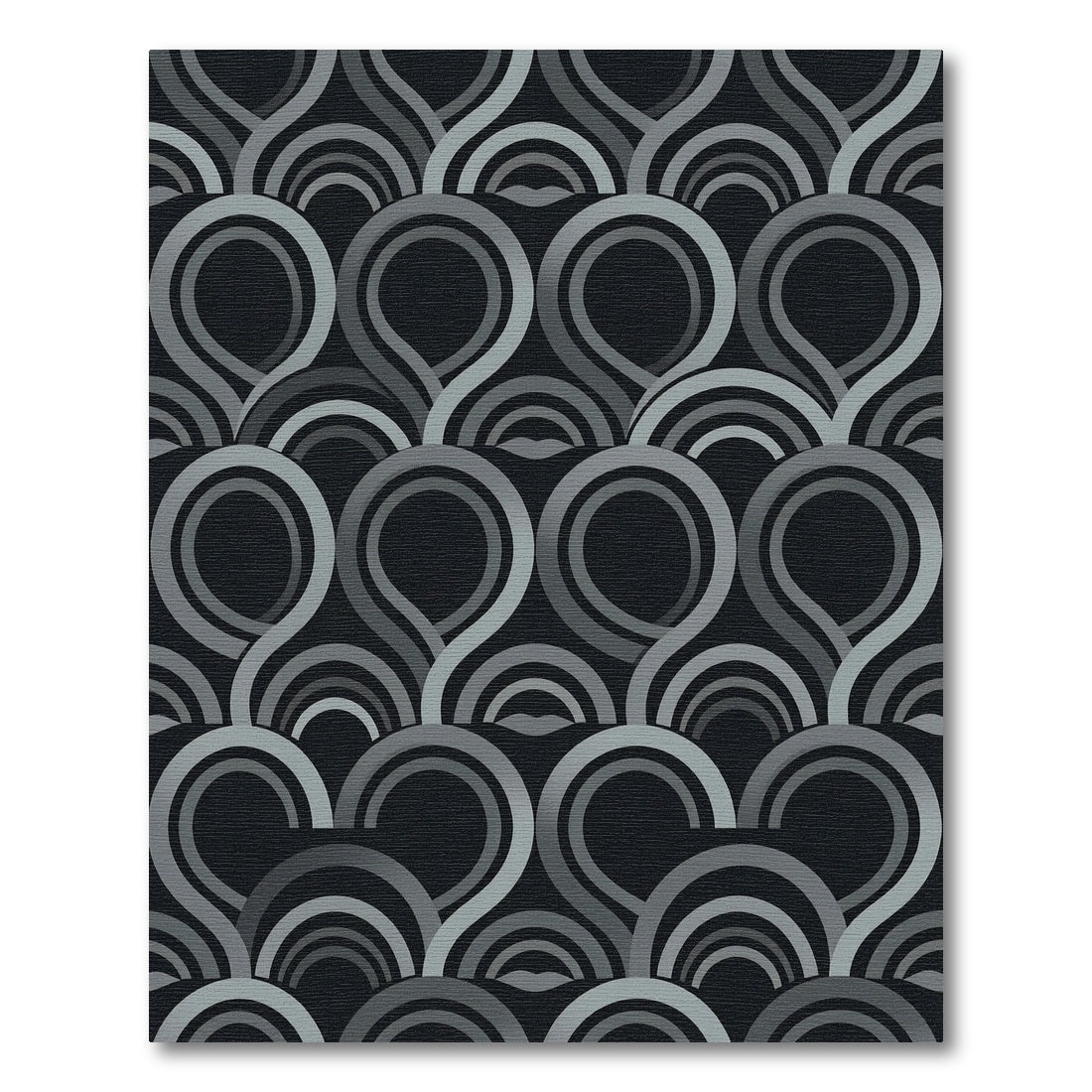 Sophisticated Gray Geometric Teardrop Arch Rug