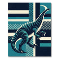 Geometric Teal Dinosaur Art Deco Rug