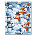 Joyful Snowmen Frolicking Winter Scene Rug