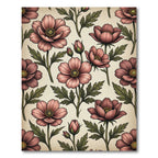 Vintage Dusty Rose Floral Botanical Rug