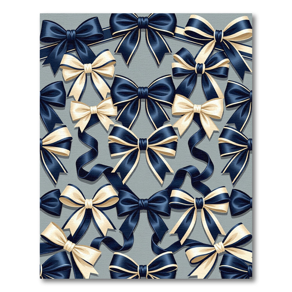 Navy Ribbons with Champagne Cream Bows Rug