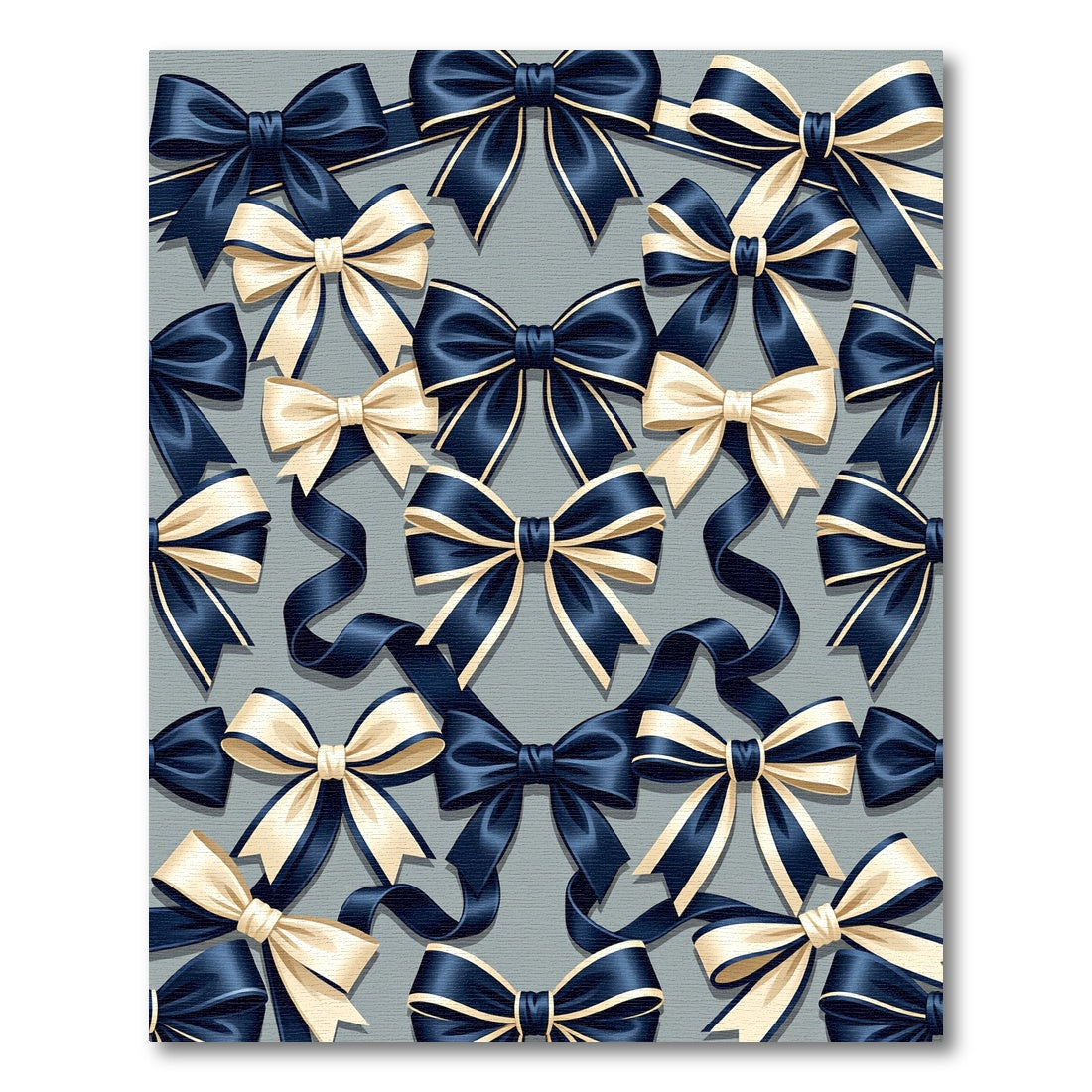 Navy Ribbons with Champagne Cream Bows Rug