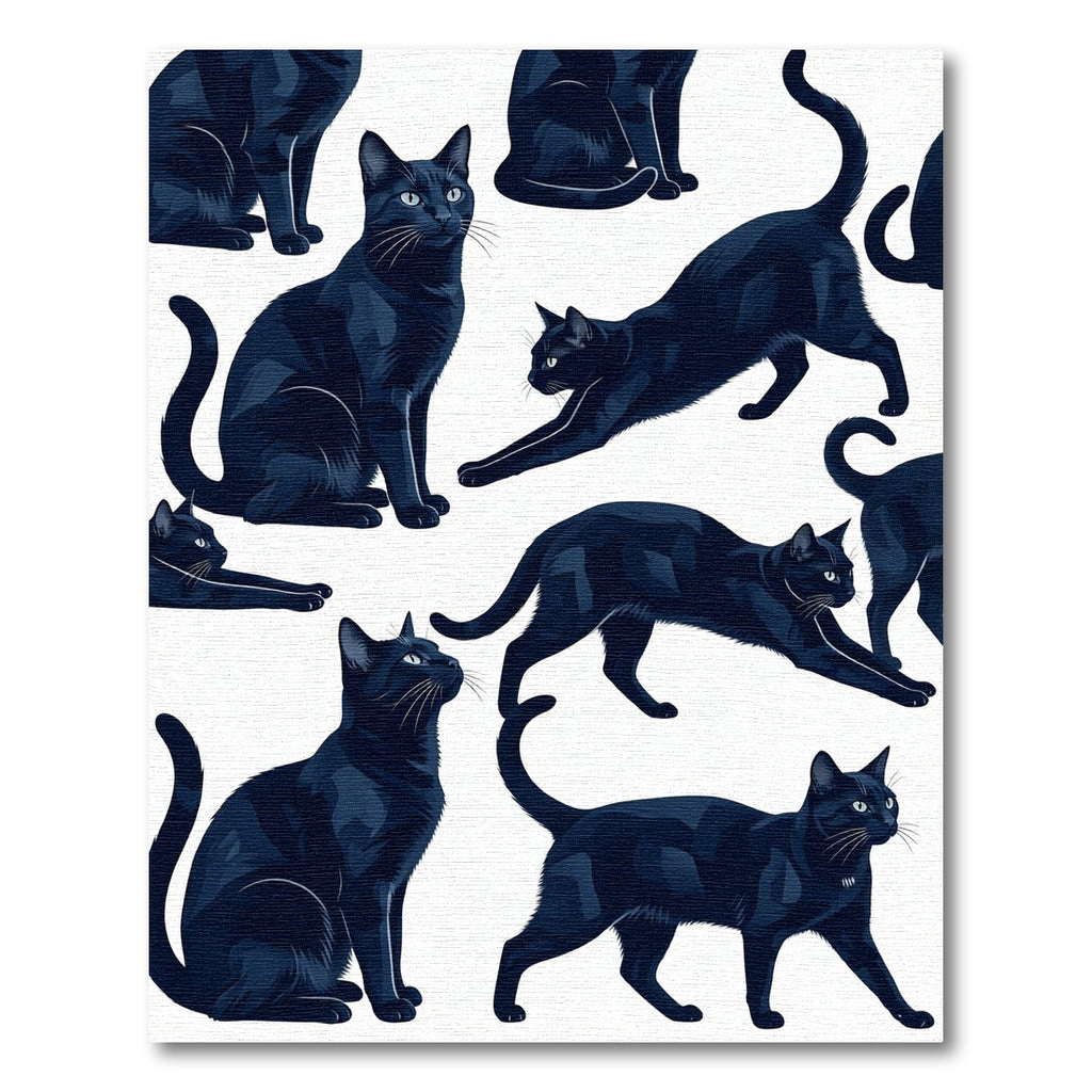 Midnight Black Feline Silhouette Illustration Rug