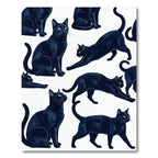 Midnight Black Feline Silhouette Illustration Rug