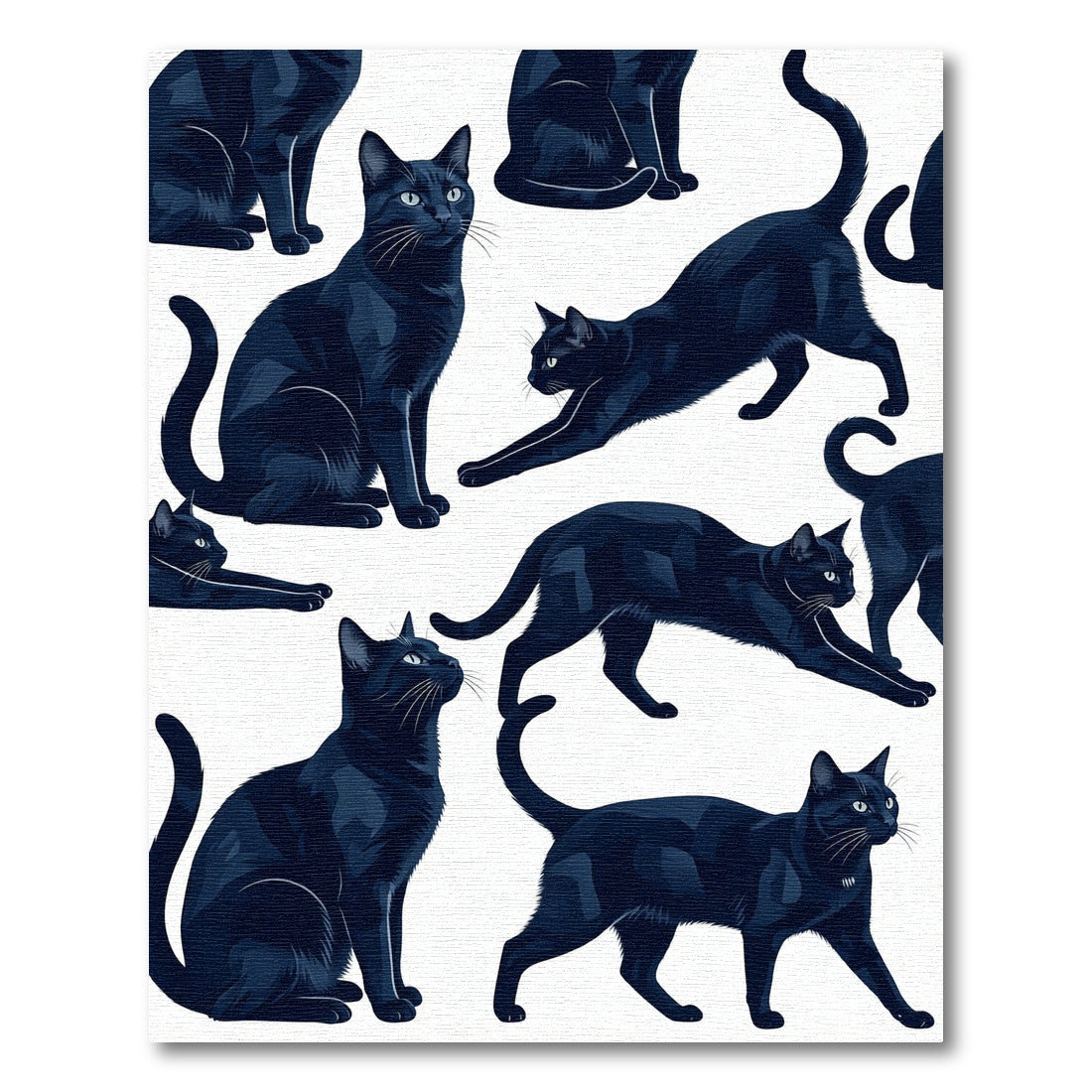 Midnight Black Feline Silhouette Illustration Rug