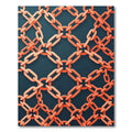 Modern Coral Orange Geometric Chain Link Rug