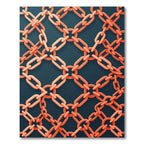 Modern Coral Orange Geometric Chain Link Rug