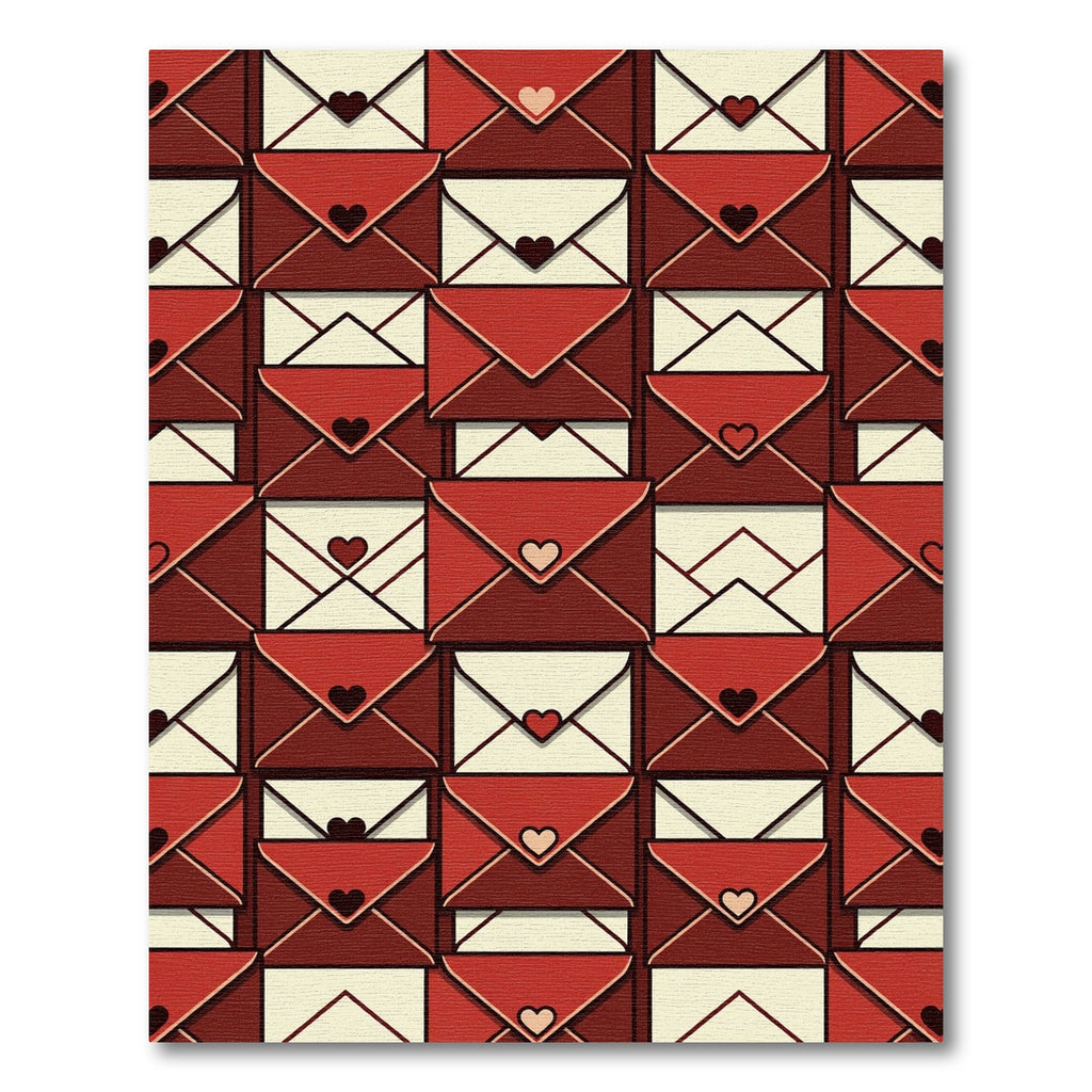 Romantic Crimson Envelope Love Letter Tile Rug