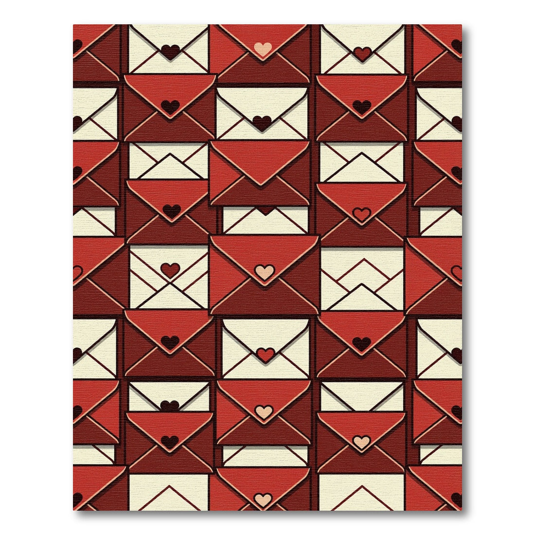 Romantic Crimson Envelope Love Letter Tile Rug