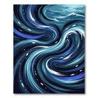 Deep Blue Aquatic Swirl Abstract Rug