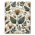 Vintage Cream Floral Botanical Illustration Rug