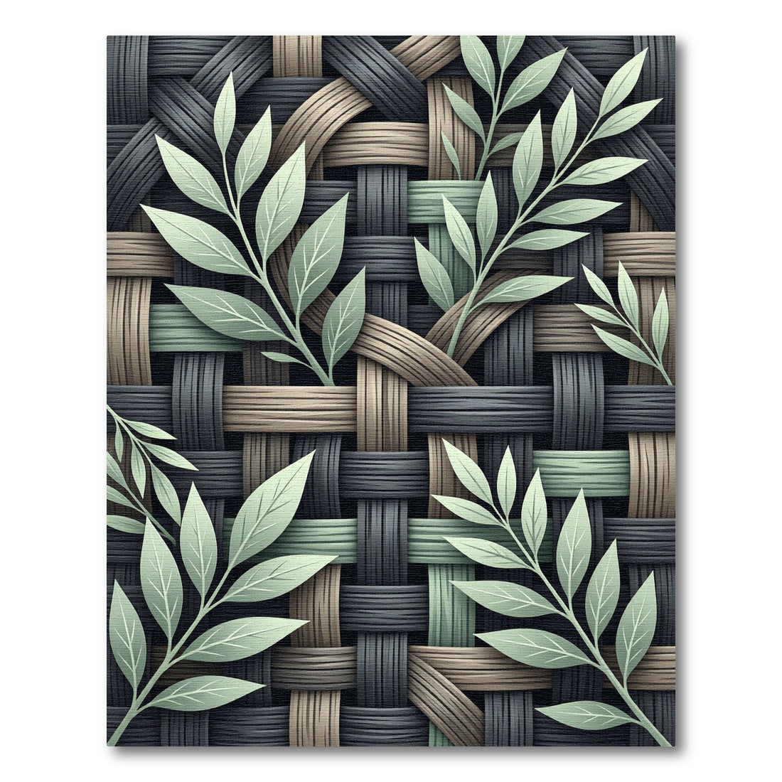 Sage Leaf Woven Earthy Tones Rug