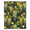 Golden Wisteria Botanical Dark Navy Art Rug