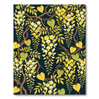 Golden Wisteria Botanical Dark Navy Art Rug