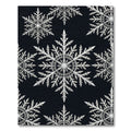 White Snowflake Patterned Black Ground Rug