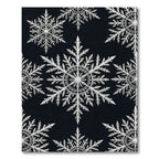White Snowflake Patterned Black Ground Rug