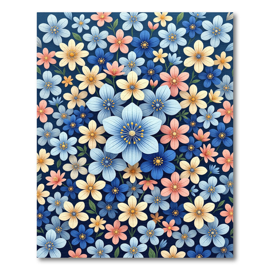Vibrant Blue Peach Floral Burst Rug