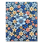 Vibrant Blue Peach Floral Burst Rug