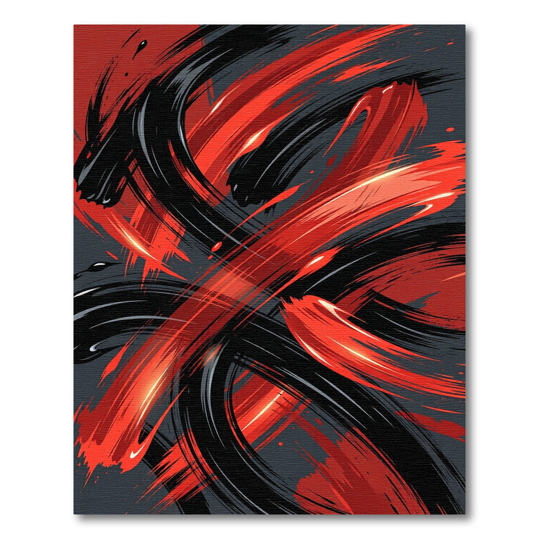 Abstract Crimson and Charcoal Swirl Rug