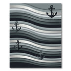 Monochromatic Wavy Nautical Anchor Rug