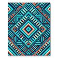 Vibrant Teal and Orange Geometric Diamond Rug