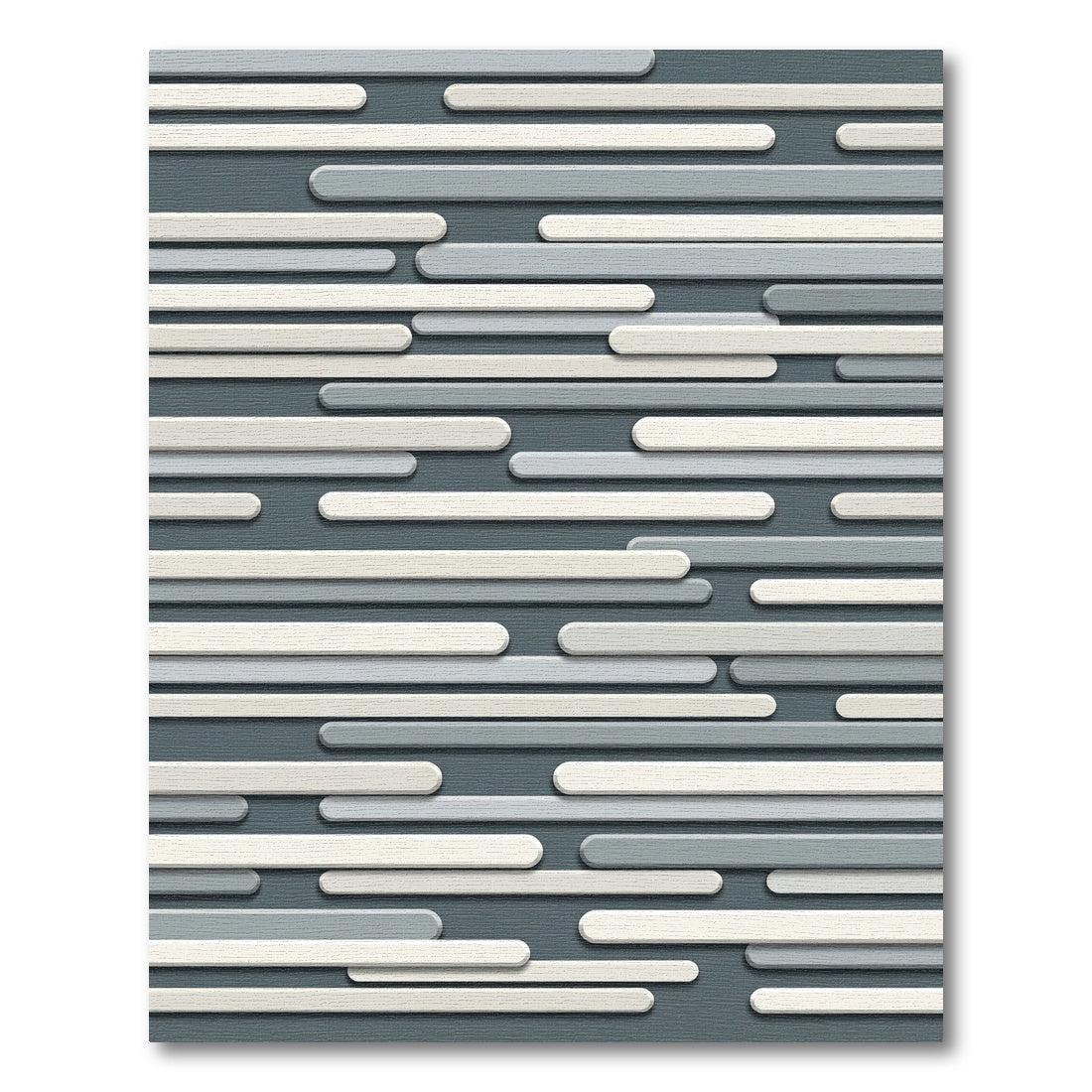 Modern Gray and Ivory Horizontal Stripe Rug