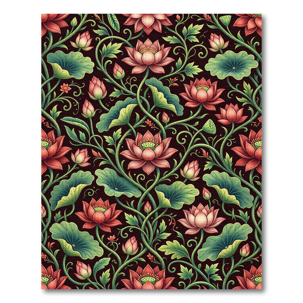 Elegant Pink Lotus Botanical Garden Rug