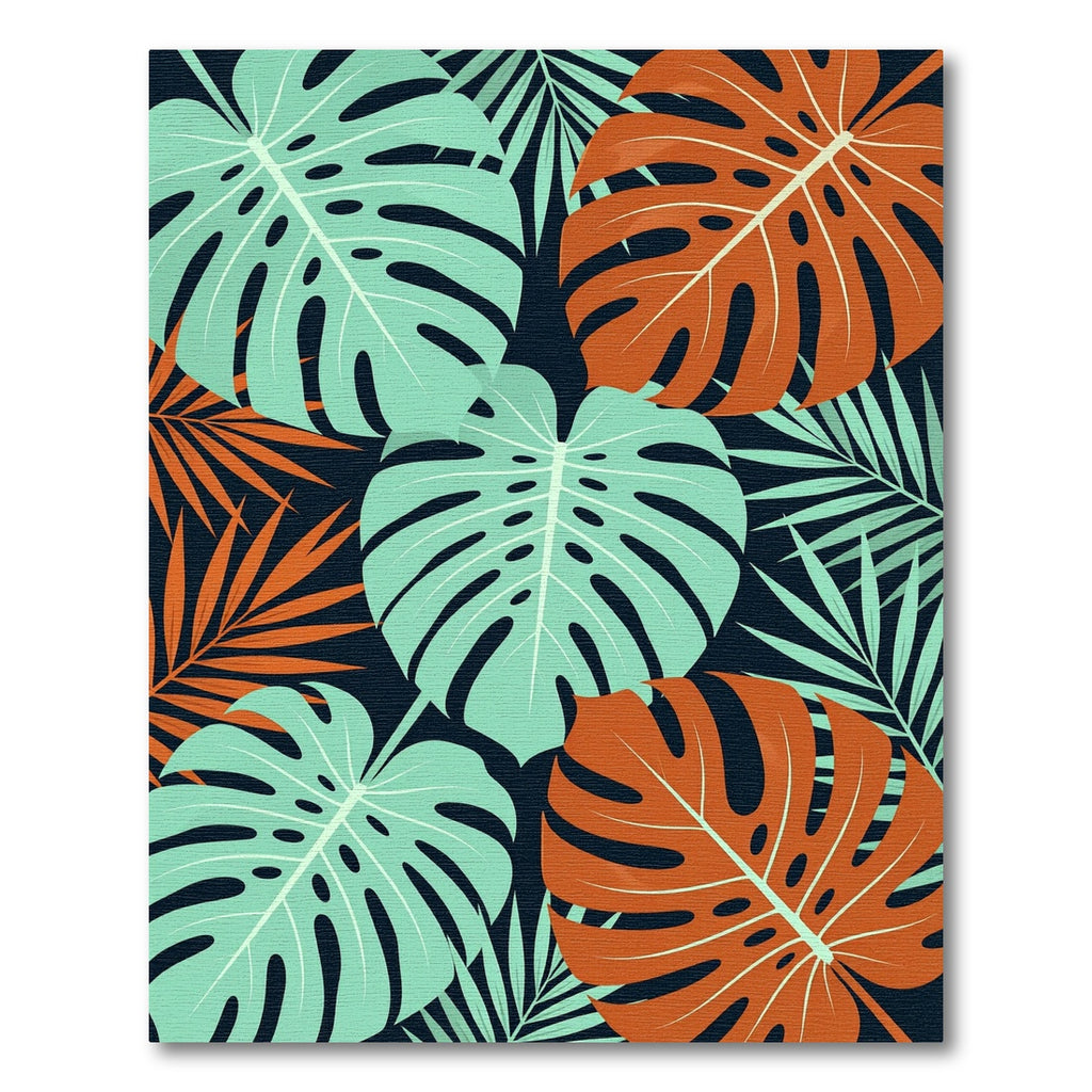 Lush Tropical Monstera Leaf Botanical Rug