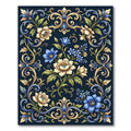 Ornate Floral Swirls in Navy Gold Rug