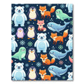 Playful Winter Arctic Animal Navy Backdrop Rug
