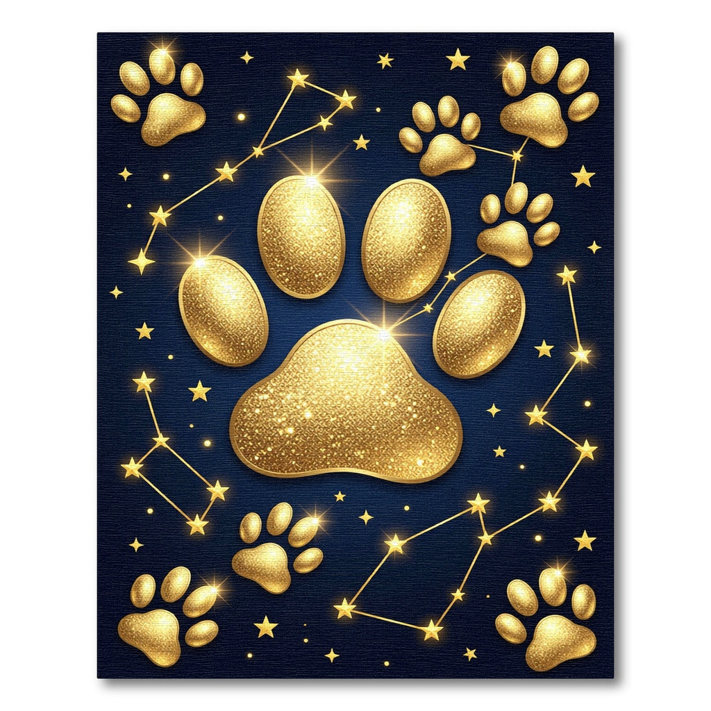 Golden Celestial Animal Paw Constellation Rug