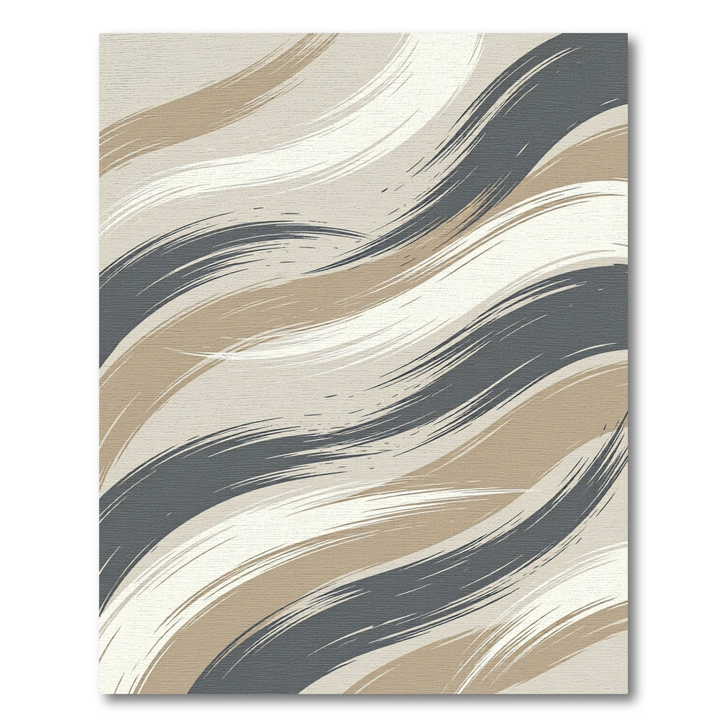 Sophisticated Earth Tone Wavy Brushstrokes Rug