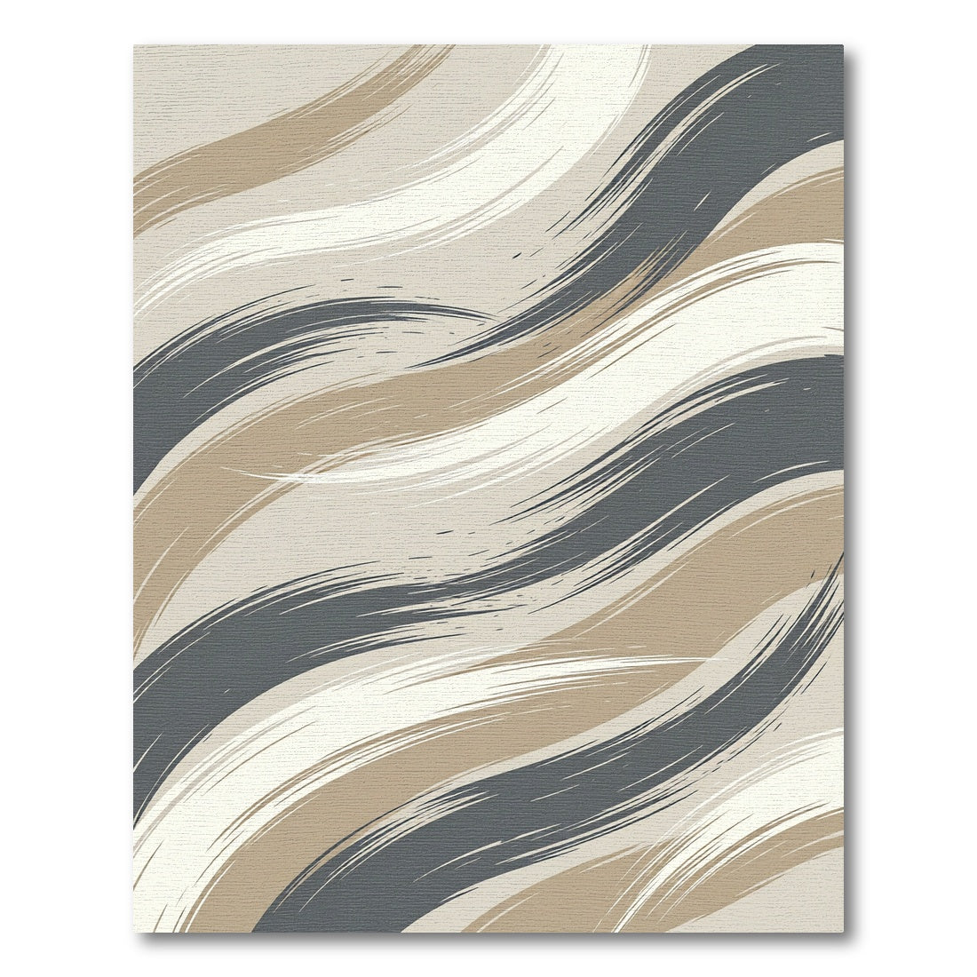 Sophisticated Earth Tone Wavy Brushstrokes Rug