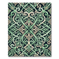Elegant Sage Green Ornate Scrollwork Rug