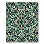 Elegant Sage Green Ornate Scrollwork Rug