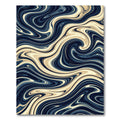 Deep Blue Cream Swirl Flow Rug