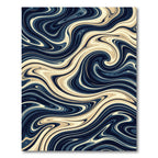 Deep Blue Cream Swirl Flow Rug