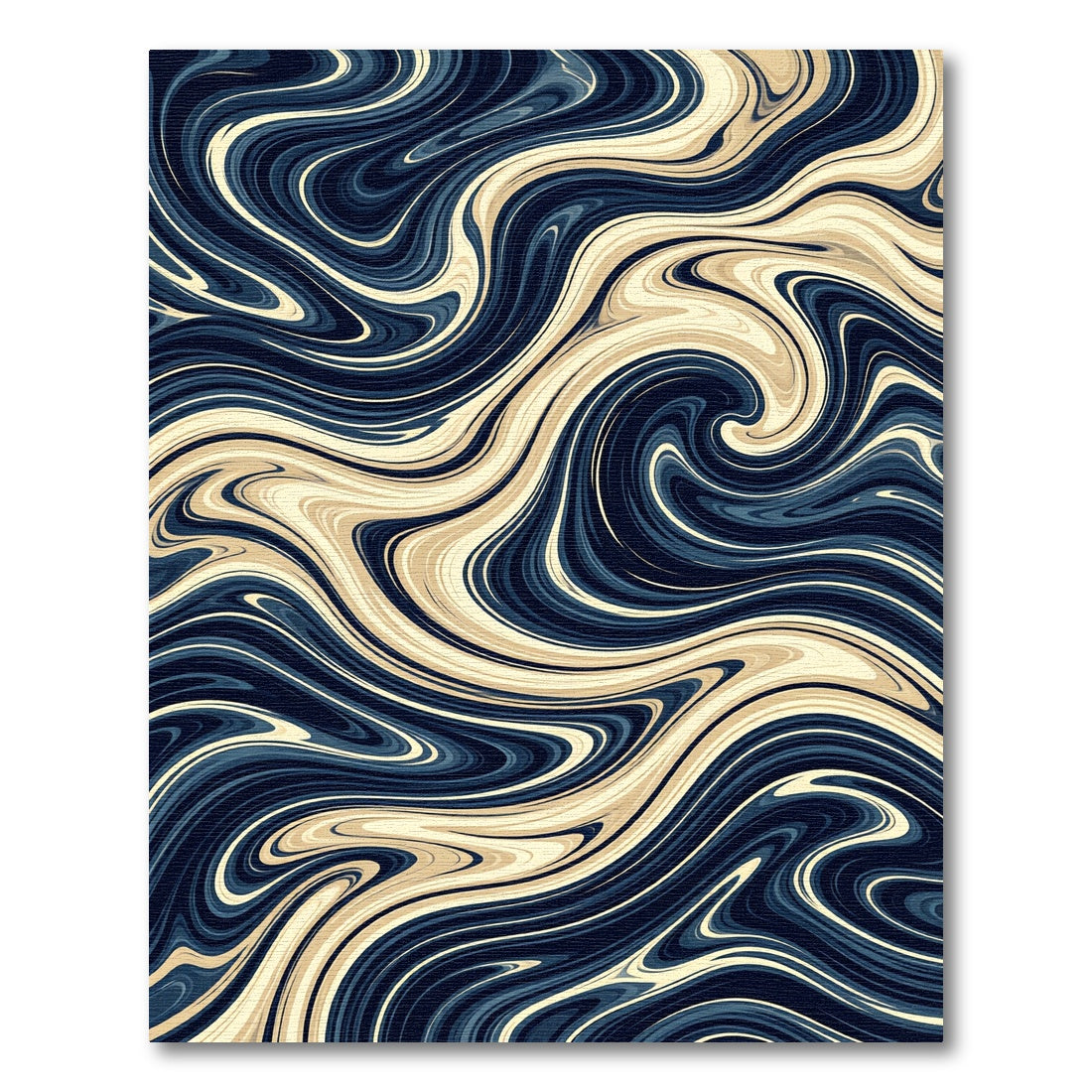 Deep Blue Cream Swirl Flow Rug