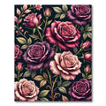 Enchanted Dark Rose Botanical Bouquet Rug
