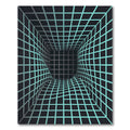Cyan Grid Tunnel Optical Illusion Rug