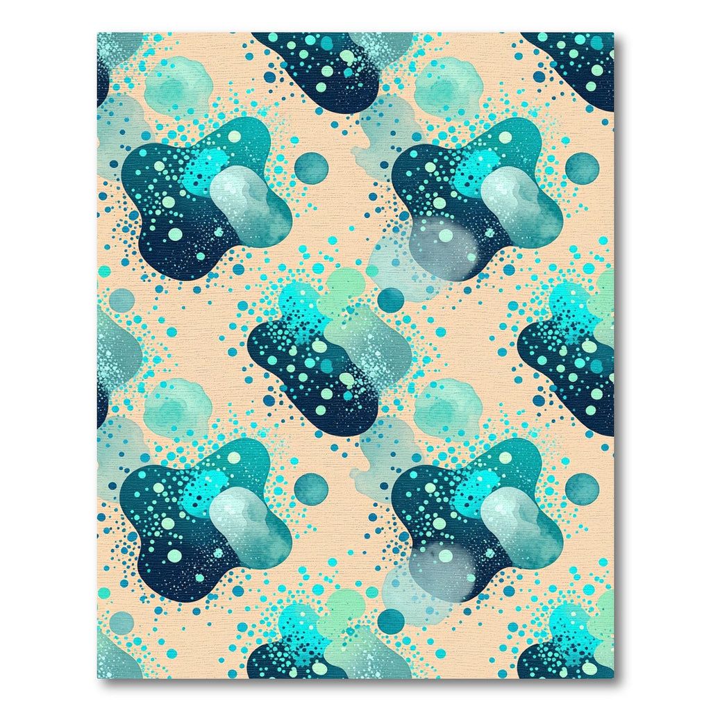 Teal Abstract Organic Aqua Speckled Art Rug