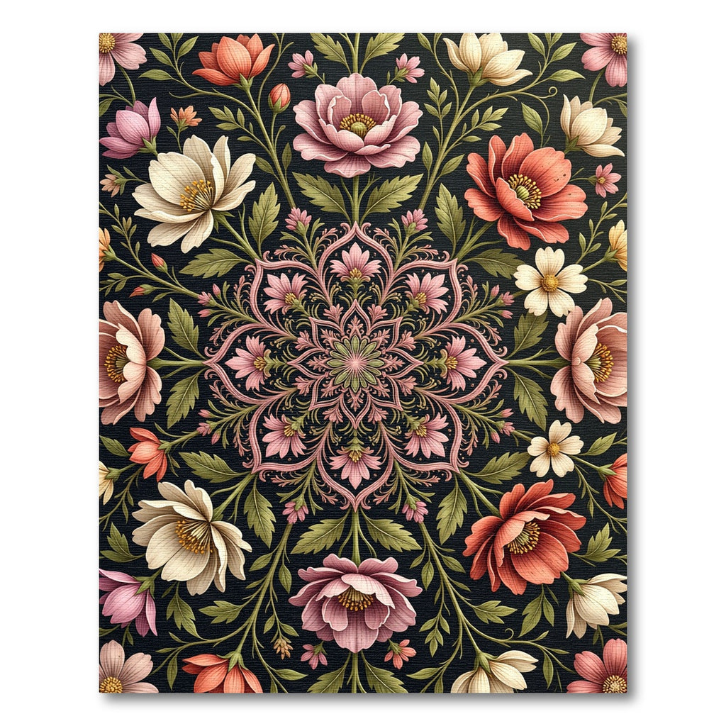 Ethereal Pink Floral Centerpiece Medallion Rug