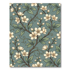 Elegant Sage Green Cherry Blossom Branch Rug